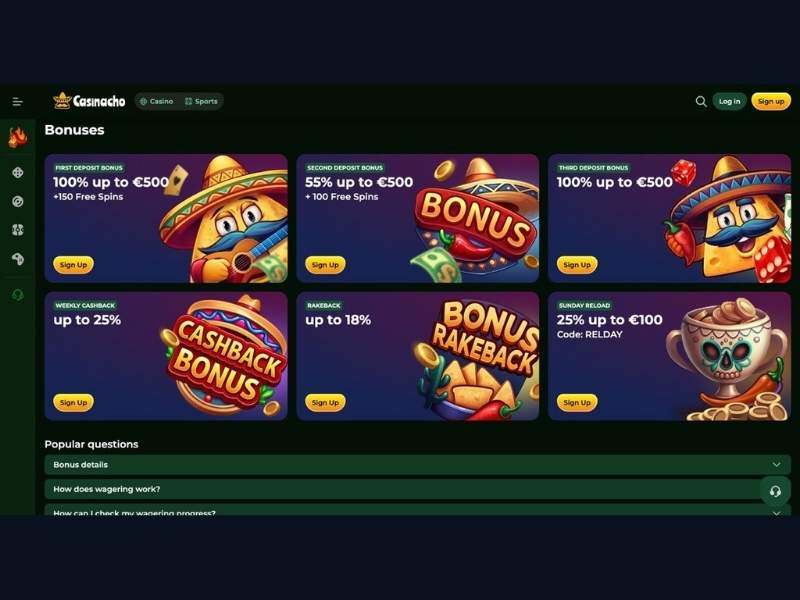 Bonus Casinacho Casino (Nacho Casino): quali sono saldo reale prelevabile e quali saldo bonus con requisito di puntata